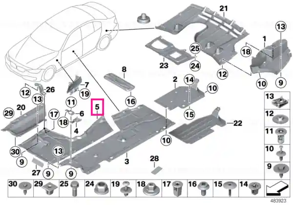 Disponibil imediat Underbody panelling, middle left - BMW