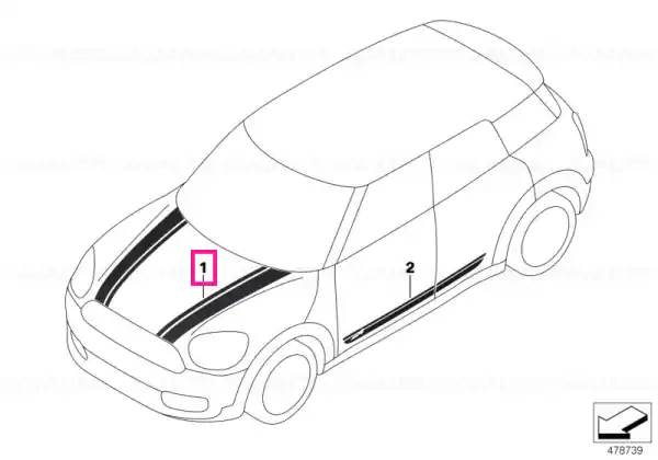 Discount Decorative strip front left ROT - BMW - Mini