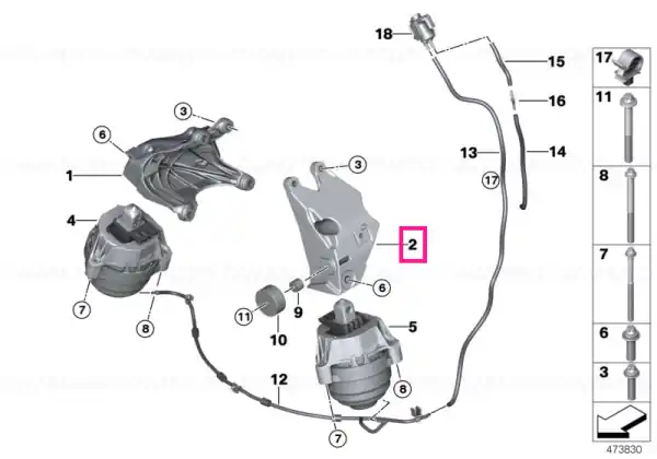 Suport motor, stanga - BMW Seria 3 G20 G21, Seria 4 G22 G26, Seria 5 G30 G31, Seria 6 G32, X3 G01, X4 G02, X5 G05 Mai ieftin