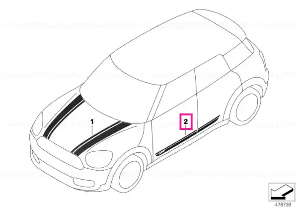 Ieftin Bandă ornament stânga ROT - BMW - Mini