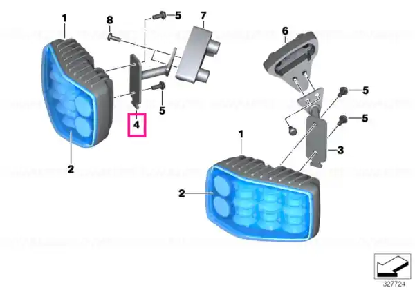 Transport gratuit Holder, LED flash ident. lamp, right - BMW Motorrad