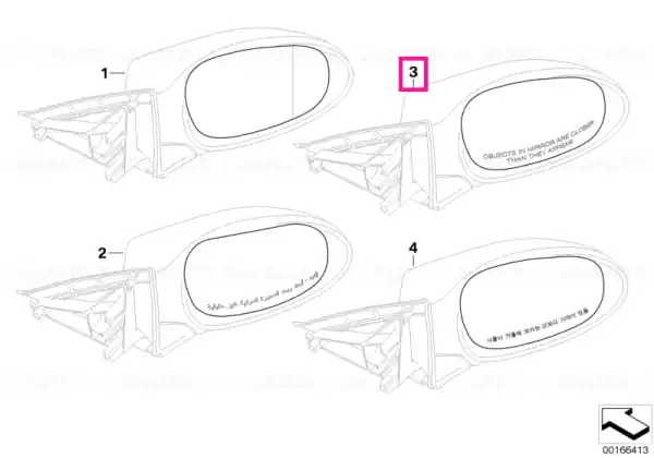 Vezi acum Mirror glass, heated, wide-angle, right CHROMFARBIG - BMW