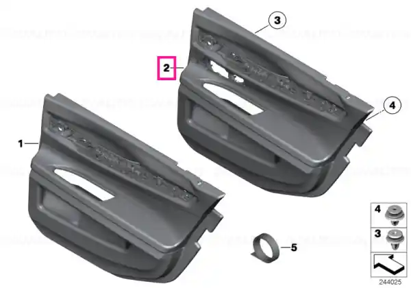 Door lining leather rear right SCHWARZ - BMW Reducere de preț