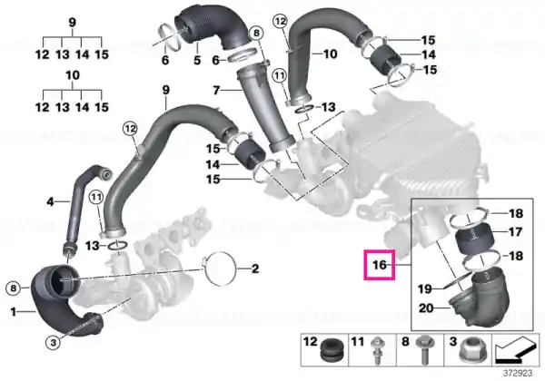 Charge-air duct - BMW Preț redus