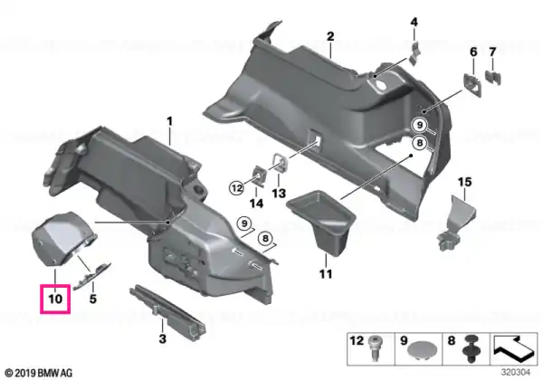 Storage compartment, luggage comp., left - BMW Livrare gratuită