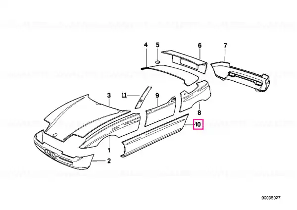 Panou tapiterie lateral, dreapta GRUNDIERT - BMW Popular