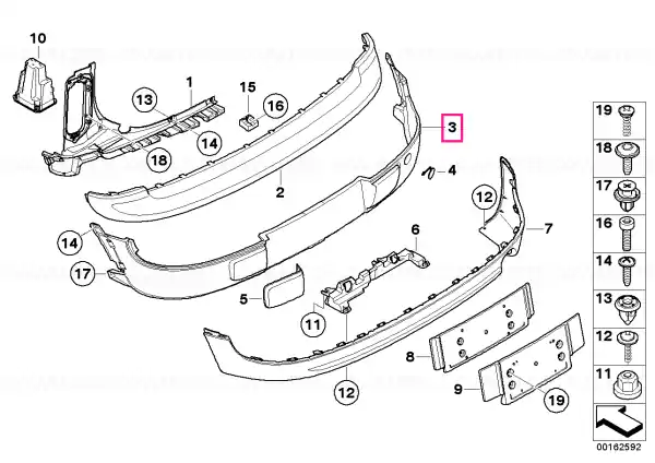 Panel, bumper, primed, rear - BMW - Mini Ofertă