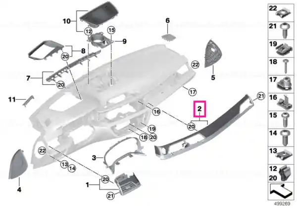 Ofertă exclusivă Ornament panou I frasin spate dreapta MARONE - BMW