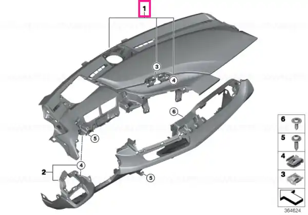 Doar azi Instrument panel, upper part SCHWARZ - BMW