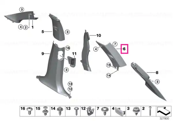 Trim stâlp C superior dreapta GRAU - BMW Livrare rapidă