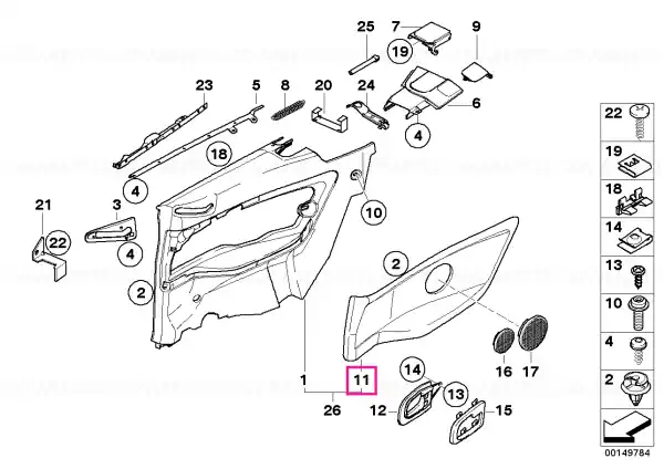 Cumpărături sigure Right trim panel insert K1/P7/P8SW SCHW - BMW