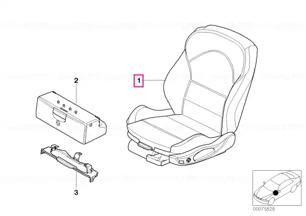 Premium Seat ruche leather front right SCHWARZ - BMW