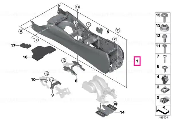 Plată securizată Centre console w/contr.stitching mocha SCHWARZ/COGNAC - BMW