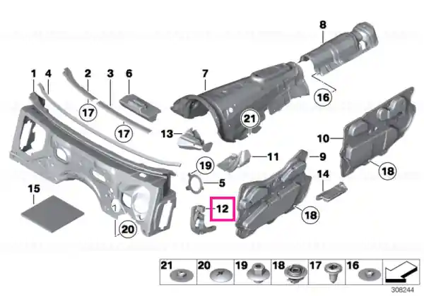 Sound insulation A-column, left - BMW Mai ieftin