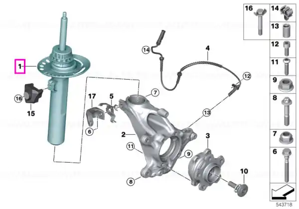 Doar azi Amortizor suspensie, punte fata, stanga (Performance) - BMW Seria 1 F70 - cu 02VF (Adaptive M chassis)