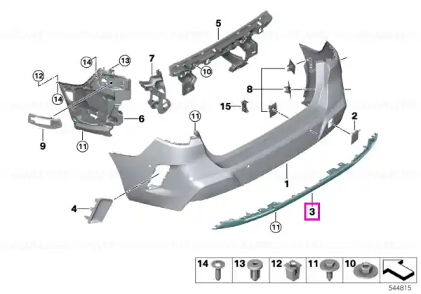 Cumpără acum Ornament inferior finisaj bara protectie spate, Basis Line - BMW Seria 2 F74 Gran Coupe