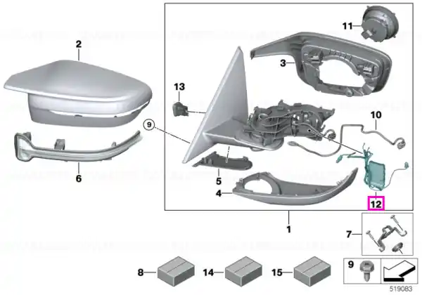 Disponibil imediat Modul electronic comanda, oglinda exterioara stanga, EC HC2 - BMW Seria 2 G42 G87 M2, Seria 3 G80 G81 M3, Seria 4 G22 G23 G26 G82 M4, i4 G26